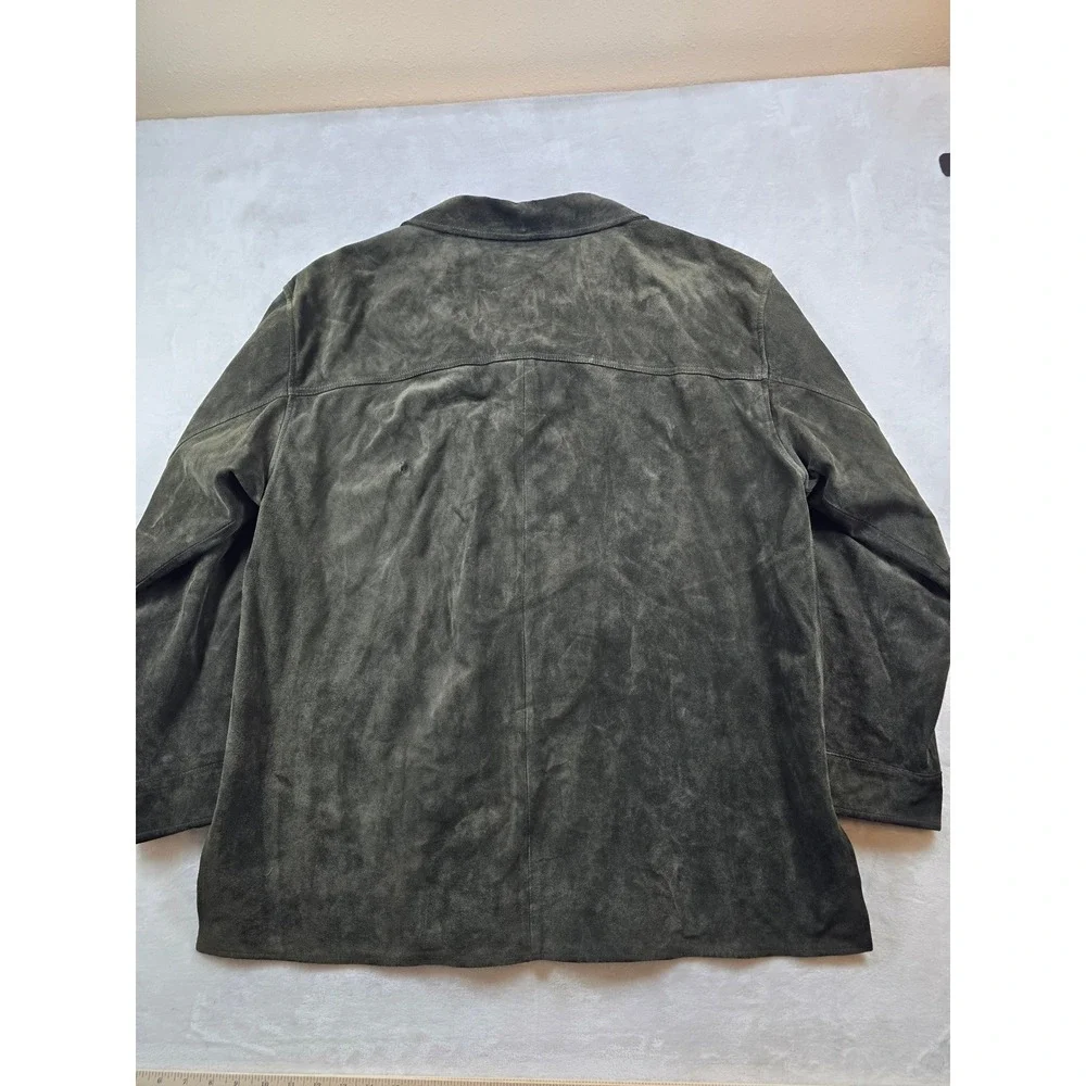 Vintage Banana Republic Suede Leather Jacket Men XL Green Zip Field Utility Coat
